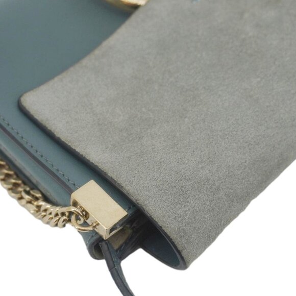 Chloe  Faye Small Suede Shoulder Bag Gray - Picture 4 of 16